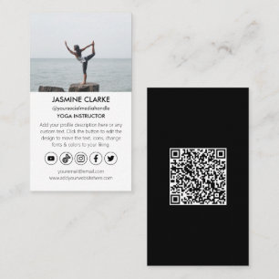 Modern Yoga Instructor Studio Social Media Icons Business Card