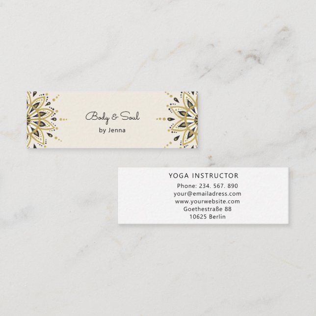 Modern Yoga Massage Wellness Business Centre Belli Mini Business Card (Front/Back)