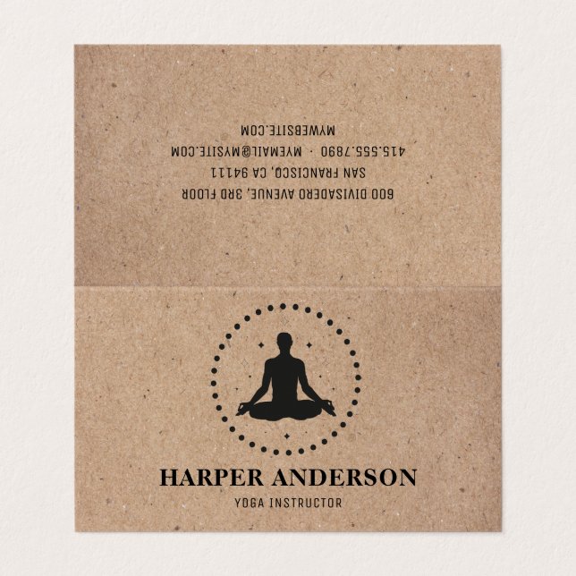 Modern Yoga Namaste Instructor Professional Logo Business Card (Outside Unfolded)