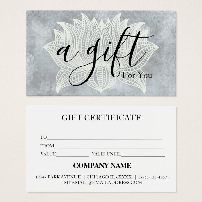 Modern Yoga Studio Instructor Gift Certificate (Front & Back)