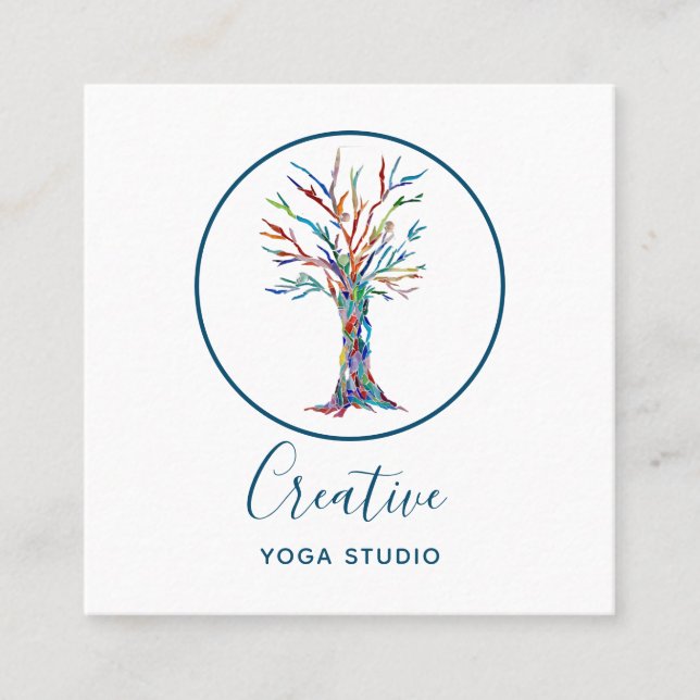 Modern Yoga Studio Square Business Card (Front)