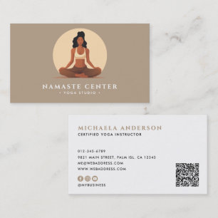 Modern Yoga/Wellness Lotus Pose Socials QR Code Business Card