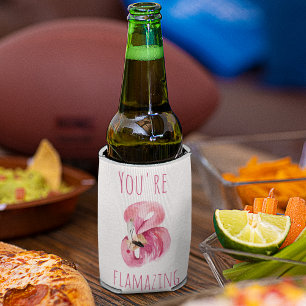Modern You Are Flamazing Beauty Pink Flamingo Can Cooler