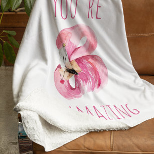 Modern You Are Flamazing Beauty Pink Flamingo Fleece Blanket