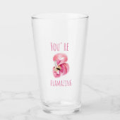 Modern You Are Flamazing Beauty Pink Flamingo Glass (Front)