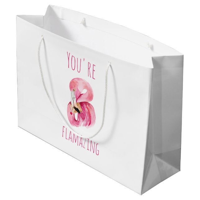 Modern You Are Flamazing Beauty Pink Flamingo Large Gift Bag (Back Angled)