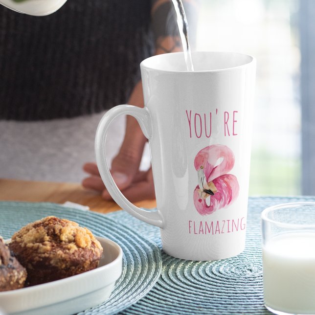 Modern You Are Flamazing Beauty Pink Flamingo Latte Mug (Creator Uploaded)