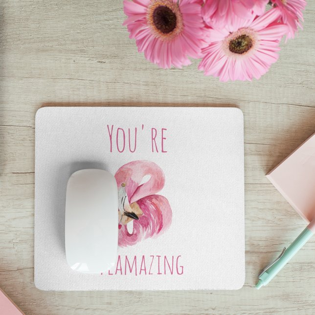 Modern You Are Flamazing Beauty Pink Flamingo Mouse Mat (Creator Uploaded)