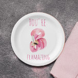 Modern You Are Flamazing Beauty Pink Flamingo Paper Plate<br><div class="desc">Modern You Are Flamazing Beauty Pink Flamingo</div>