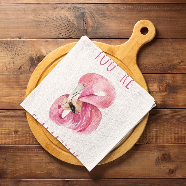 Modern You Are Flamazing Beauty Pink Flamingo Tea Towel (Creator Uploaded)