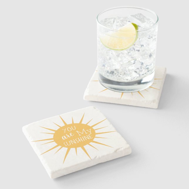 Modern You are my Sunshine Stone Coaster (Side)