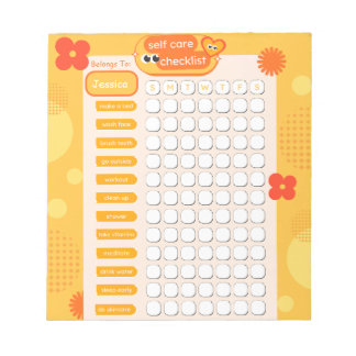 Modern Young Orange Self Care Check List Notepad