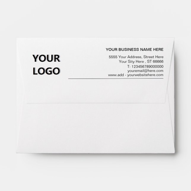 Modern Your Logo Business Name Address Office  Envelope (Back (Top Flap))