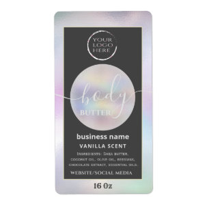 Modern your logo holographic script body butter  l