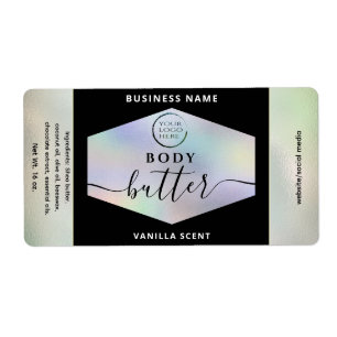 Modern your logo holographic script body butter  l