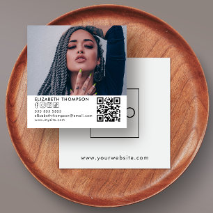 Modern Your Logo QR Code Trendy Social Media Photo Square Business Card