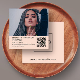 Modern Your Logo QR Code Trendy Social Media Photo Square Business Card