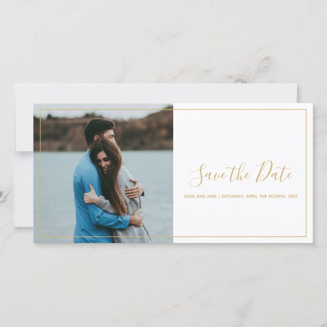 Modern your own photo, save the date card (Front)