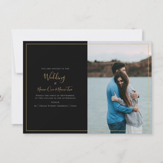 Modern your own photo wedding invitation card. (Front)