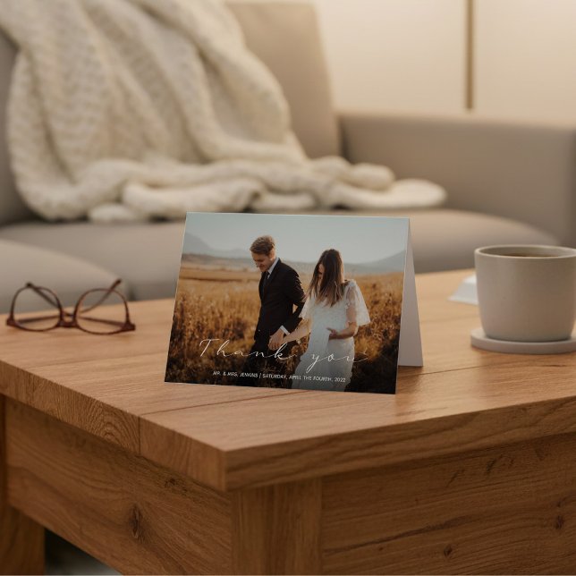 Modern, your wedding photo card (Modern, your wedding photo card with message inside.)