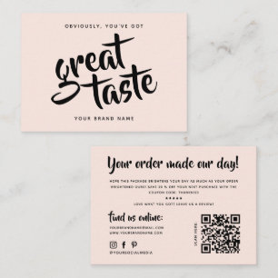 Modern you've got great taste qr code thank you business card