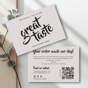 Modern you've got great taste qr code thank you business card