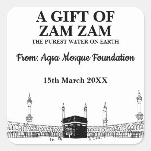 Modern Zam Zam Muslim Water Hajj Umrah Gift Square Sticker