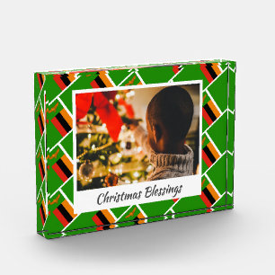 Modern ZAMBIA FLAG Christmas Keepsake Photo Block