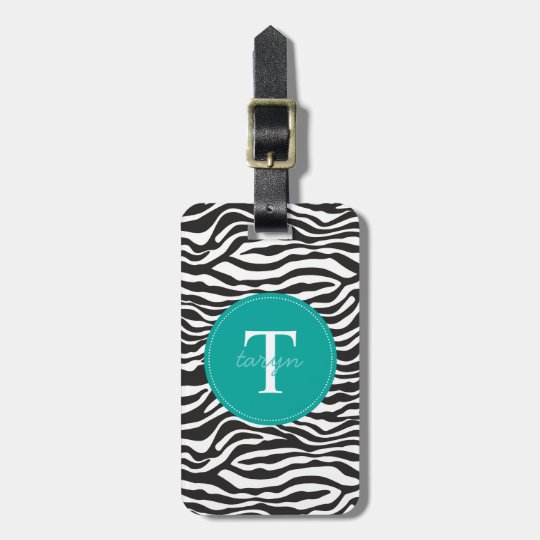 Modern Zebra Monogram Luggage Tag
