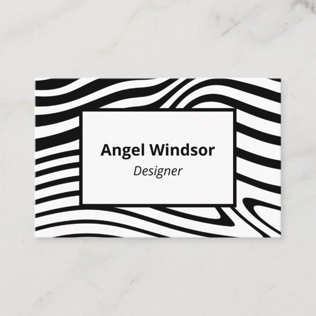 Modern Zebra Pattern Elegant Business Card (Front)