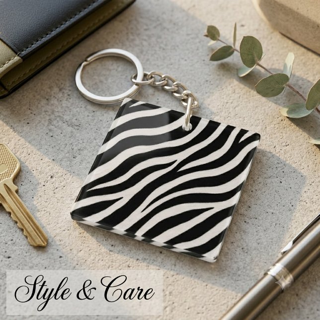 Modern Zebra Pattern Keychain Stylish Accessory (Modern Zebra Pattern Keychain Stylish Accessory)