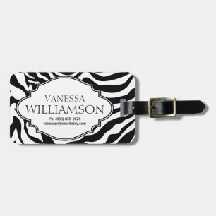Modern Zebra Pattern Personalised Luggage Tag