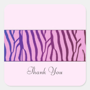 Modern Zebra Pattern Thank You Square Sticker