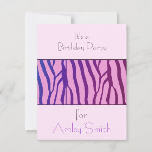 Modern Zebra Print  Birthday Invitation