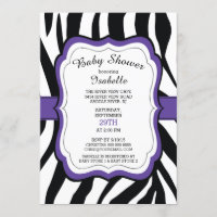 Modern Zebra Print Girls Baby Shower Invitation