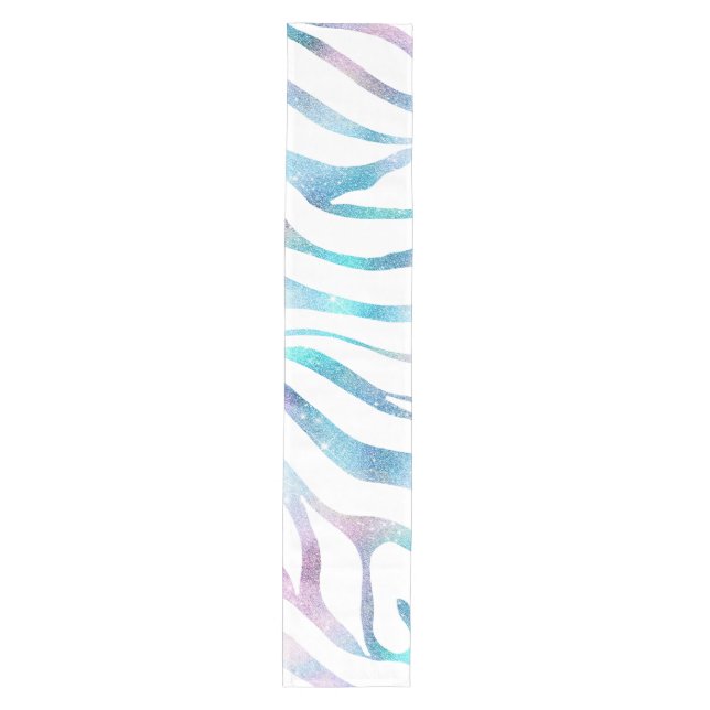 Modern Zebra Print Glam Blue Purple Glitter  Medium Table Runner (Front)