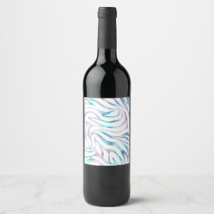 Modern Zebra Print Glam Blue Purple Glitter Wine Label
