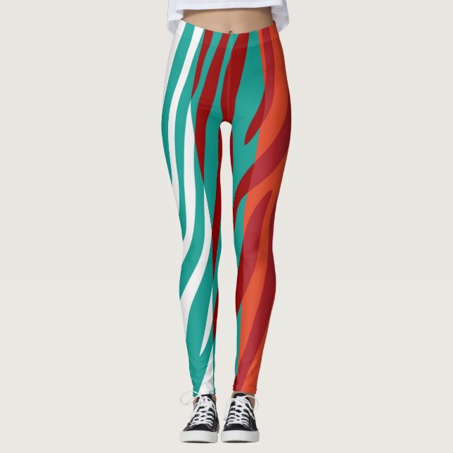 Modern Zebra Print Pattern #16 Leggings (Front)