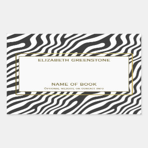 Modern Zebra Stripe Author Signature Bookplate Rectangular Sticker