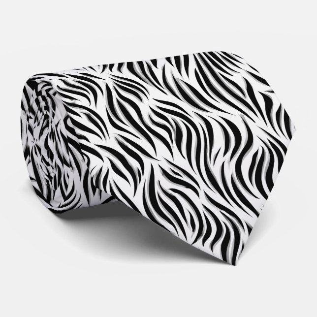Modern Zebra Stripe Pattern Tie (Rolled)