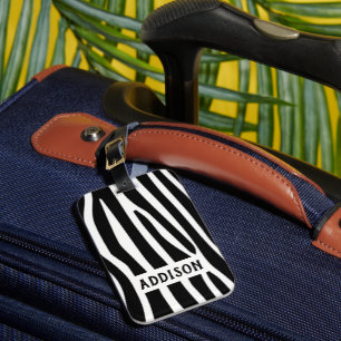 Modern Zebra Striped Personalised Luggage Tag