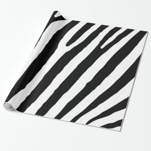 Modern Zebra Stripes Black and White Cool Abstract Wrapping Paper