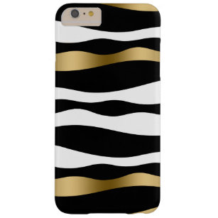 Modern Zebra Stripes In Black White & Gold Barely There iPhone 6 Plus Case