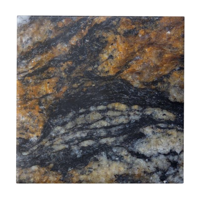 Modern Zen Black and Gold Quartzite Crystal Print Tile (Front)