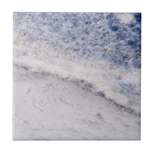 Modern Zen Blue Calcite Quartz Crystal Print Tile (Front)