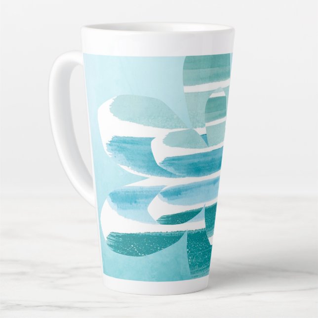 Modern Zen Blue Latte Mug – Minimal Abstract Art (Left Angle)