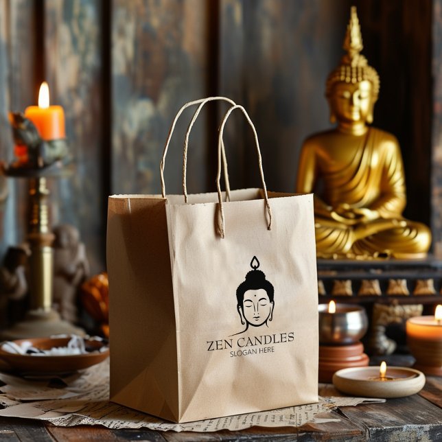 Modern Zen Candle Small Business, Custom Large  Rubber Stamp (Creator Uploaded)