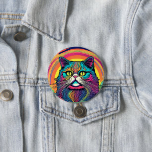 Modern Zen Cat 7.5 Cm Round Badge