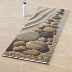 Modern Zen River Stones and Sand Texture Yoga Mat