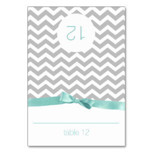 Modern Zig Zag and Aqua Bow Seating Card
